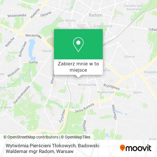 Mapa Wytwórnia Pierścieni Tłokowych. Badowski Waldemar mgr Radom