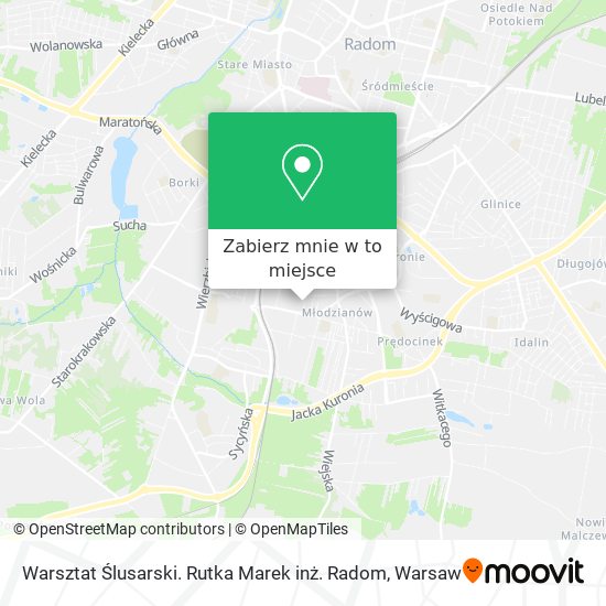 Mapa Warsztat Ślusarski. Rutka Marek inż. Radom