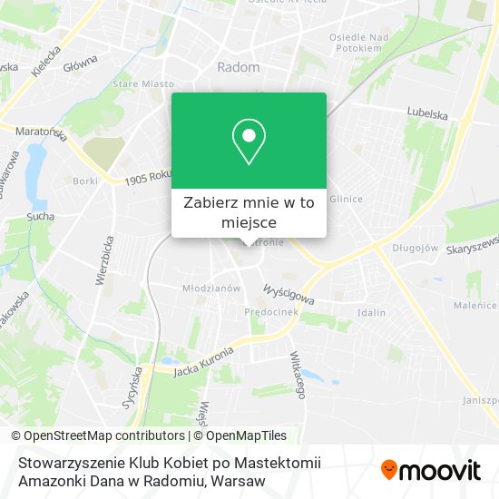 Mapa Stowarzyszenie Klub Kobiet po Mastektomii Amazonki Dana w Radomiu