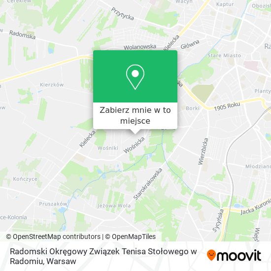 Mapa Radomski Okręgowy Związek Tenisa Stołowego w Radomiu