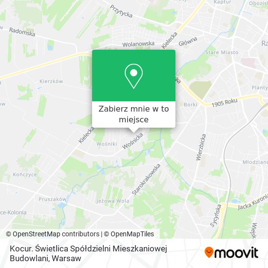 Mapa Kocur. Świetlica Spółdzielni Mieszkaniowej Budowlani