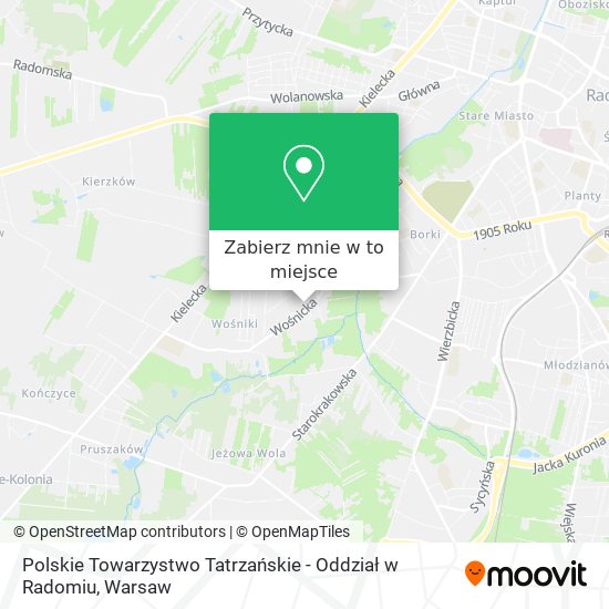 Mapa Polskie Towarzystwo Tatrzańskie - Oddział w Radomiu