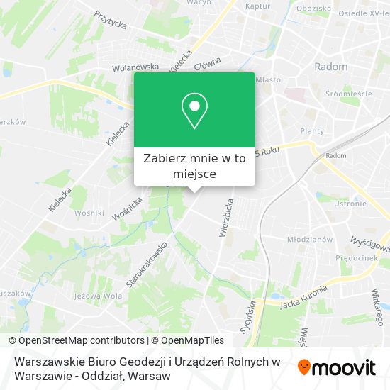 Mapa Warszawskie Biuro Geodezji i Urządzeń Rolnych w Warszawie - Oddział