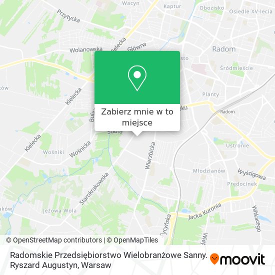 Mapa Radomskie Przedsiębiorstwo Wielobranżowe Sanny. Ryszard Augustyn