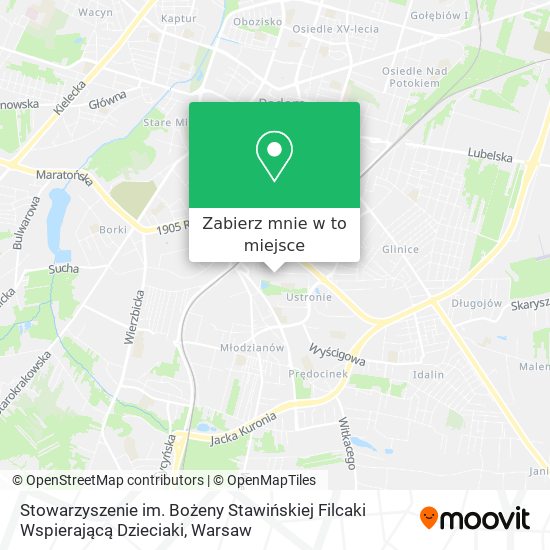 Mapa Stowarzyszenie im. Bożeny Stawińskiej Filcaki Wspierającą Dzieciaki