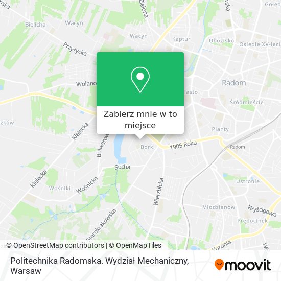 Mapa Politechnika Radomska. Wydział Mechaniczny