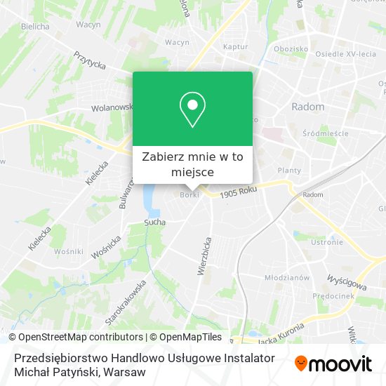 Mapa Przedsiębiorstwo Handlowo Usługowe Instalator Michał Patyński