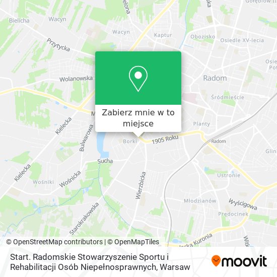 Mapa Start. Radomskie Stowarzyszenie Sportu i Rehabilitacji Osób Niepełnosprawnych