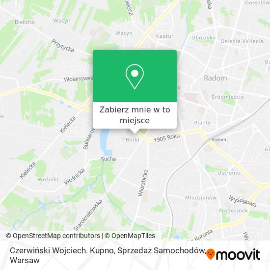 Mapa Czerwiński Wojciech. Kupno, Sprzedaż Samochodów