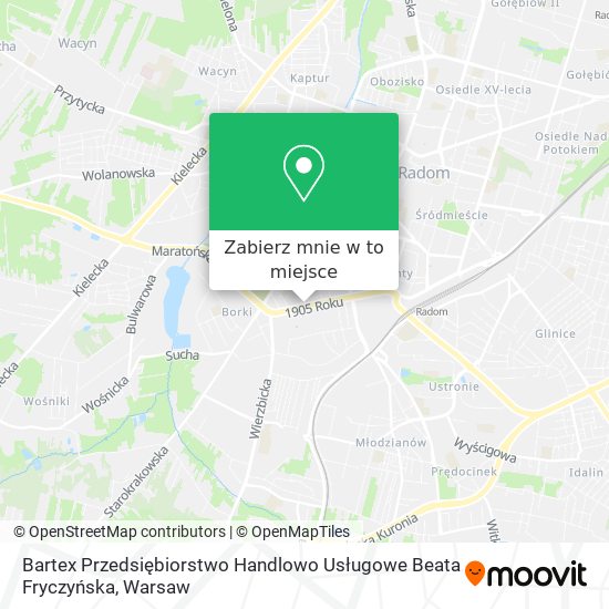 Mapa Bartex Przedsiębiorstwo Handlowo Usługowe Beata Fryczyńska
