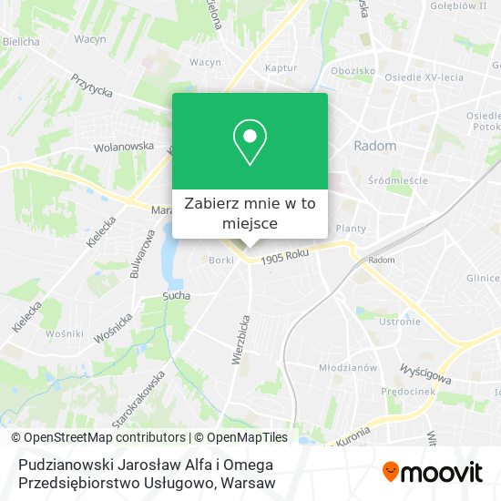 Mapa Pudzianowski Jarosław Alfa i Omega Przedsiębiorstwo Usługowo