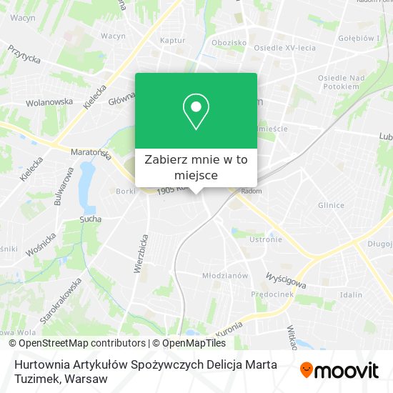 Mapa Hurtownia Artykułów Spożywczych Delicja Marta Tuzimek