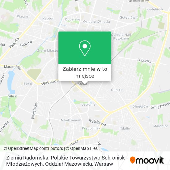 Mapa Ziemia Radomska. Polskie Towarzystwo Schronisk Młodzieżowych. Oddział Mazowiecki