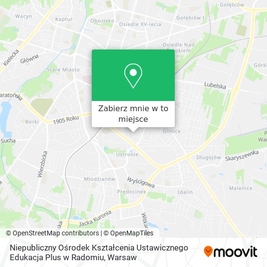 Mapa Niepubliczny Ośrodek Kształcenia Ustawicznego Edukacja Plus w Radomiu