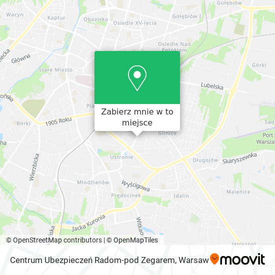 Mapa Centrum Ubezpieczeń Radom-pod Zegarem