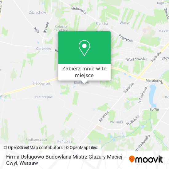 Mapa Firma Usługowo Budowlana Mistrz Glazury Maciej Cwyl