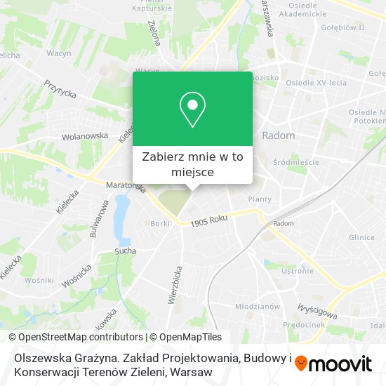 Mapa Olszewska Grażyna. Zakład Projektowania, Budowy i Konserwacji Terenów Zieleni