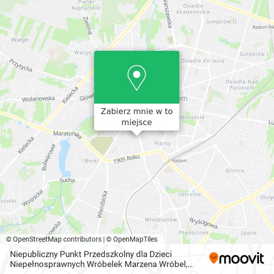 Mapa Niepubliczny Punkt Przedszkolny dla Dzieci Niepełnosprawnych Wróbelek Marzena Wróbel