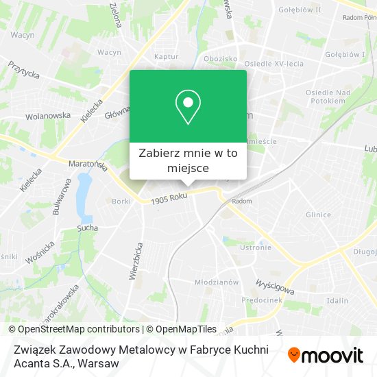 Mapa Związek Zawodowy Metalowcy w Fabryce Kuchni Acanta S.A.