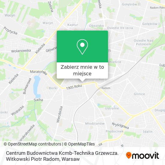 Mapa Centrum Budownictwa Kcmb-Technika Grzewcza. Witkowski Piotr Radom