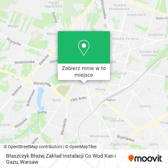 Mapa Błaszczyk Błażej Zakład Instalacji Co Wod Kan i Gazu