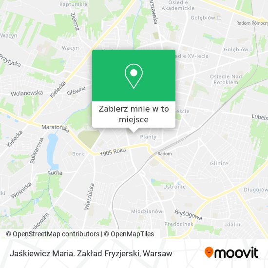 Mapa Jaśkiewicz Maria. Zakład Fryzjerski