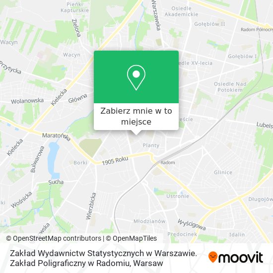 Mapa Zakład Wydawnictw Statystycznych w Warszawie. Zakład Poligraficzny w Radomiu