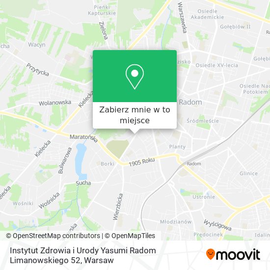Mapa Instytut Zdrowia i Urody Yasumi Radom Limanowskiego 52