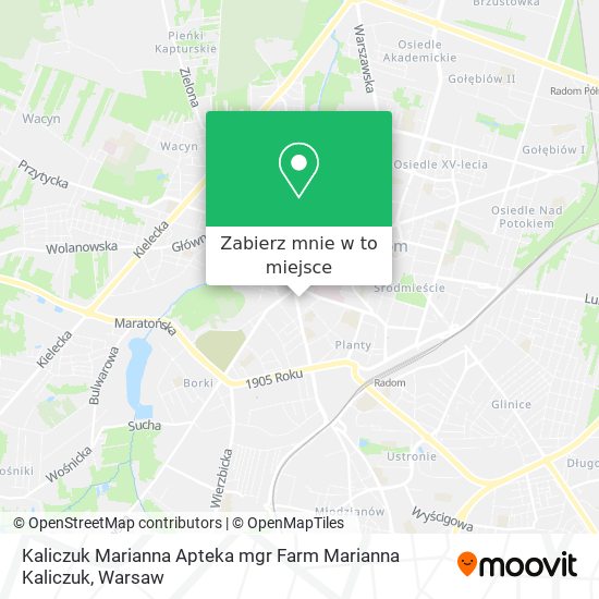 Mapa Kaliczuk Marianna Apteka mgr Farm Marianna Kaliczuk