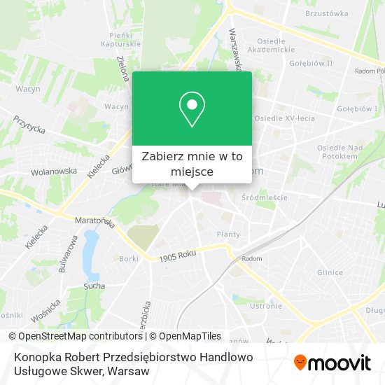 Mapa Konopka Robert Przedsiębiorstwo Handlowo Usługowe Skwer