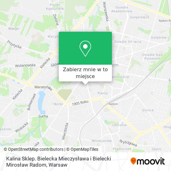 Mapa Kalina Sklep. Bielecka Mieczysława i Bielecki Mirosław Radom