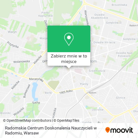 Mapa Radomskie Centrum Doskonalenia Nauczycieli w Radomiu