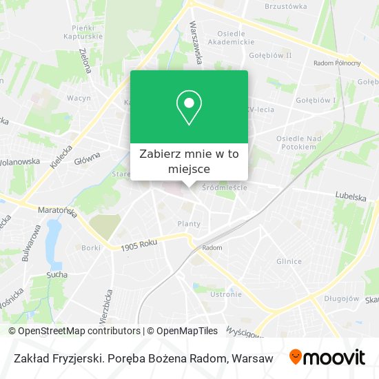 Mapa Zakład Fryzjerski. Poręba Bożena Radom