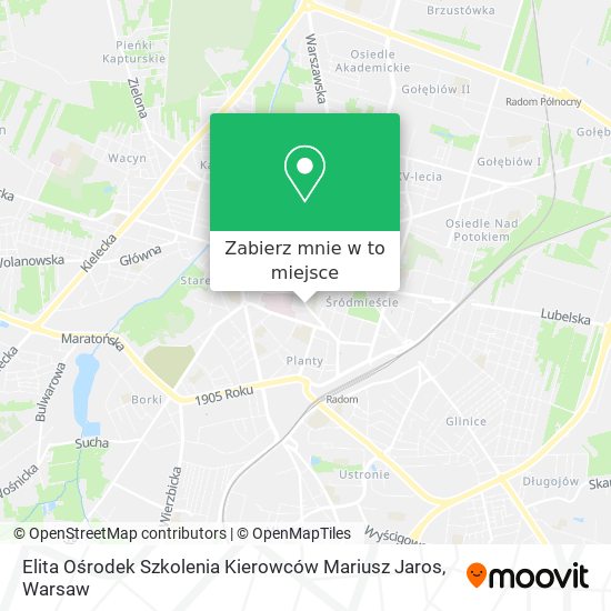 Mapa Elita Ośrodek Szkolenia Kierowców Mariusz Jaros