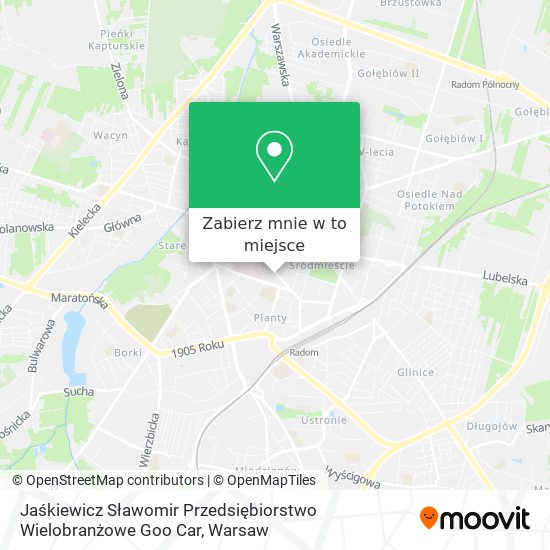 Mapa Jaśkiewicz Sławomir Przedsiębiorstwo Wielobranżowe Goo Car