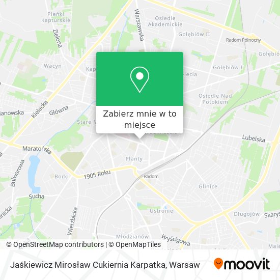 Mapa Jaśkiewicz Mirosław Cukiernia Karpatka