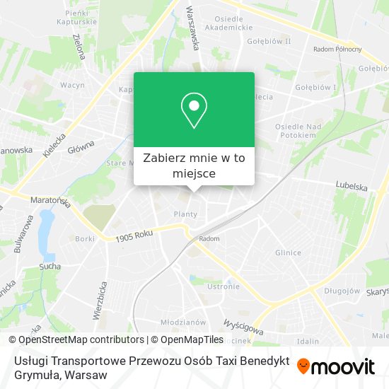 Mapa Usługi Transportowe Przewozu Osób Taxi Benedykt Grymuła