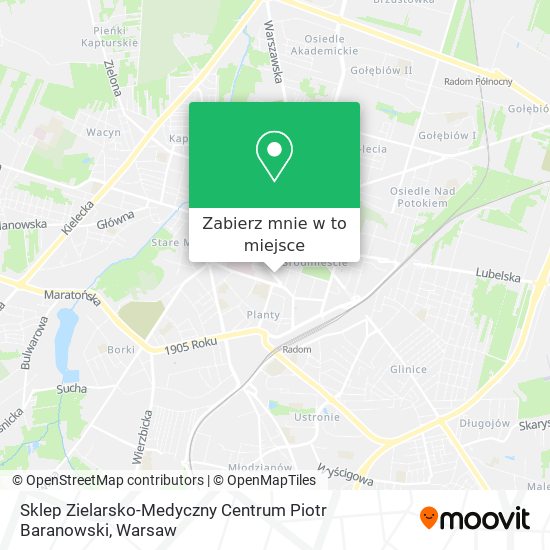 Mapa Sklep Zielarsko-Medyczny Centrum Piotr Baranowski