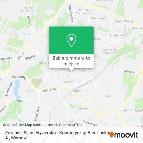 Mapa Zuzanna. Salon Fryzjersko - Kosmetyczny. Brzezińska A.