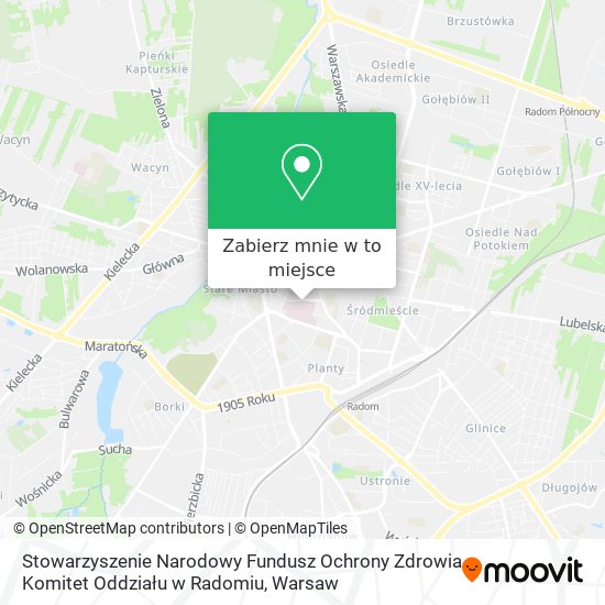 Mapa Stowarzyszenie Narodowy Fundusz Ochrony Zdrowia Komitet Oddziału w Radomiu