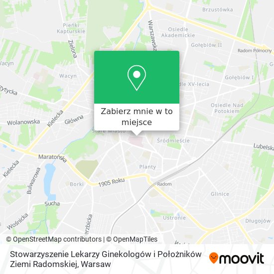 Mapa Stowarzyszenie Lekarzy Ginekologów i Położników Ziemi Radomskiej