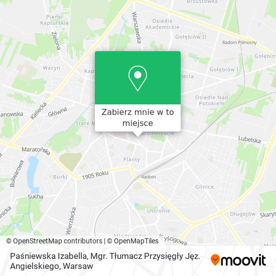 Mapa Paśniewska Izabella, Mgr. Tłumacz Przysięgły Jęz. Angielskiego