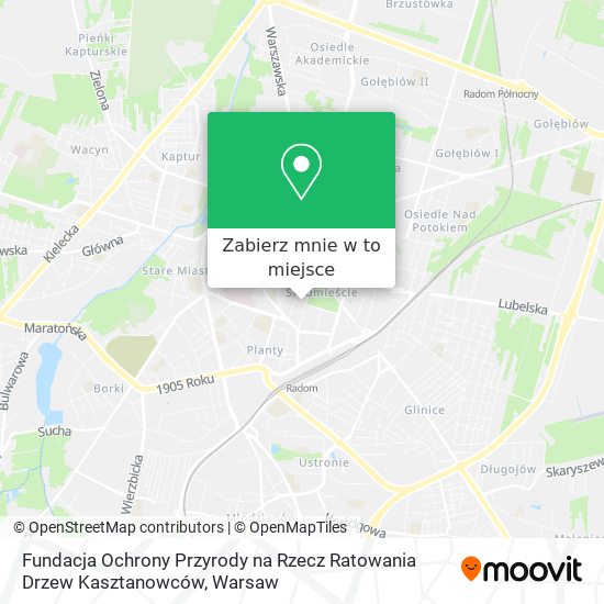 Mapa Fundacja Ochrony Przyrody na Rzecz Ratowania Drzew Kasztanowców