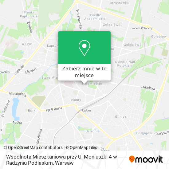 Mapa Wspólnota Mieszkaniowa przy Ul Moniuszki 4 w Radzyniu Podlaskim