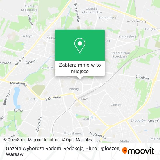 Mapa Gazeta Wyborcza Radom. Redakcja, Biuro Ogłoszeń