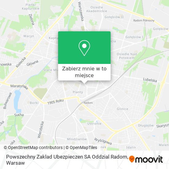 Mapa Powszechny Zaklad Ubezpieczen SA Oddzial Radom