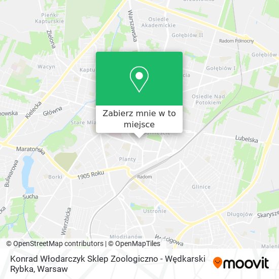 Mapa Konrad Włodarczyk Sklep Zoologiczno - Wędkarski Rybka