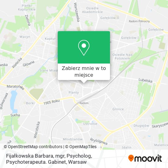 Mapa Fijałkowska Barbara, mgr, Psycholog, Psychoterapeuta. Gabinet