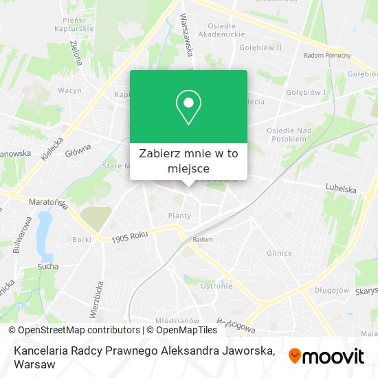 Mapa Kancelaria Radcy Prawnego Aleksandra Jaworska