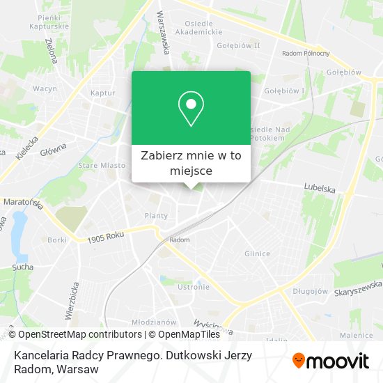 Mapa Kancelaria Radcy Prawnego. Dutkowski Jerzy Radom